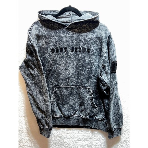 DKNY Jeans Other - Men’s Dkny Jeans Acid-Wash Large Gray Hooded Sweatshirt Pullover Kangaroo Pocket